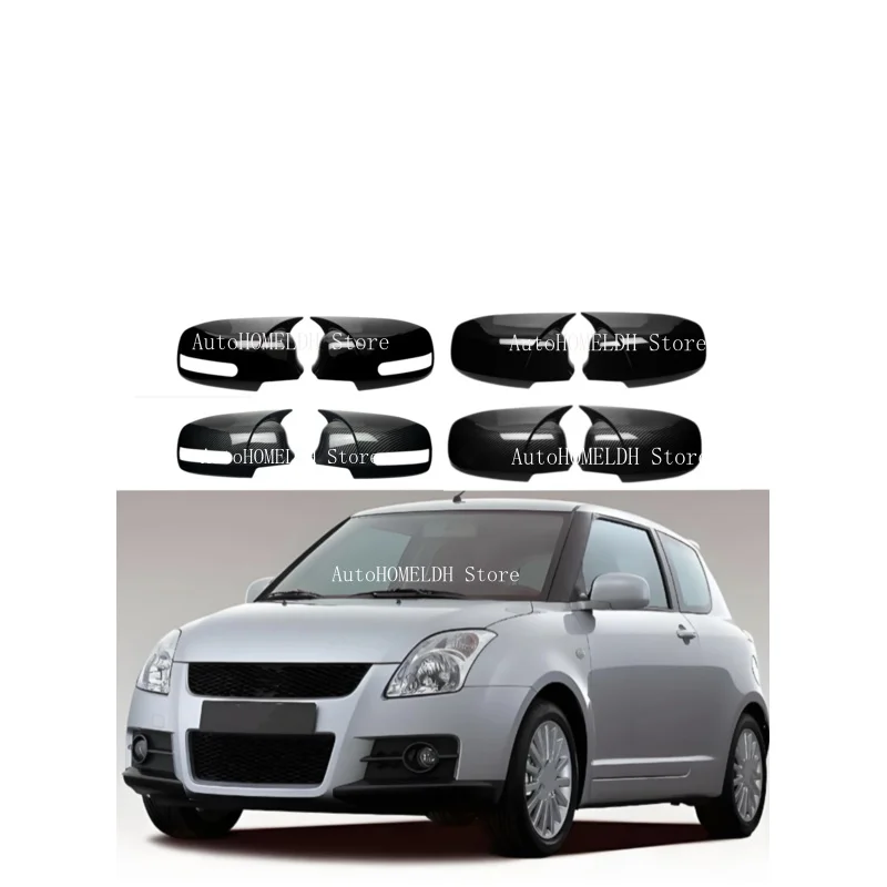 Car Rearview Side Mirror Cover For Suzuki Swift 2005-2016 Wing Cap Exterior Case Trim Accessories M Style Carbon Fiber Look