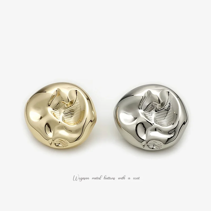 10PCS Vintage Gold Concave Irregular Metal Buttons Unique Shaped Decor Buttons for Jacket, Overcoat, Sweater Garment Accessories
