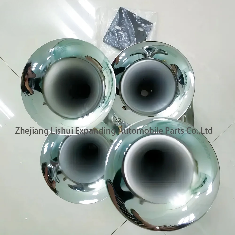 트럭 에어혼 4 트럼펫 강력한 기차 트럭 에어혼 자동차 트럭 보트 기차 버스 에어혼 메탈 크롬