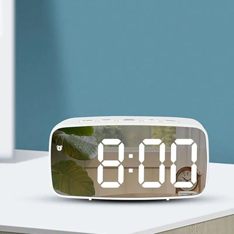 DXAF Led Digital Electronic Alarm Clock Mirror Snooze Wake Up for Time Clocks