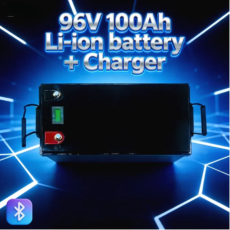 96V 100Ah Rapid-Charge Li-ion Battery + Charger | Universal Fit, High-Efficiency for Golf Trolleys, Tourist Cars