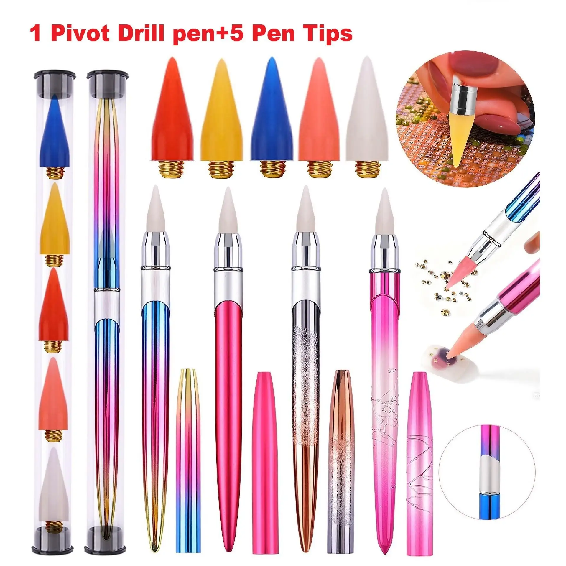 Self-Adhesive Diamond Painting Pens That Don'T Require Wax, Diamond Painting Dotting Crayons, Suitable for DIY Crafts, Diamond Painting, Cross-Stitch, Nail Art, Rhinestone Picking up and Dotting Pens