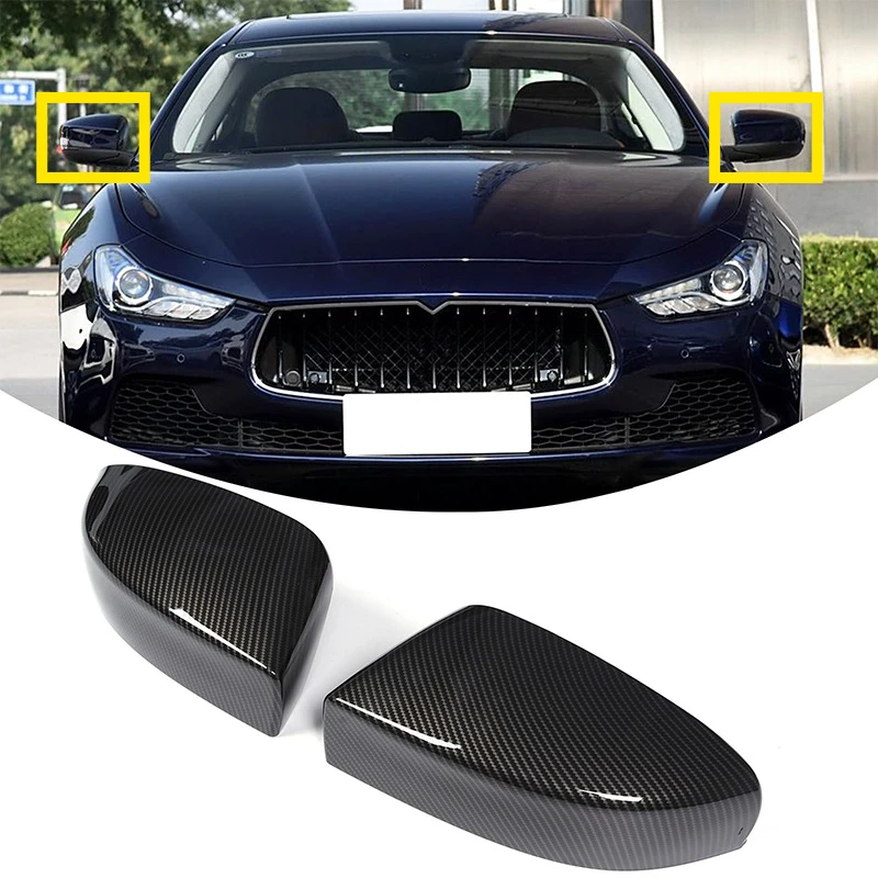 

For Maserati Quattroporte Ghibli 2017-2025 Car Upgrade Carbon Fiber Glossy Black Side Door Mirror Cover Cars Accessories Styling