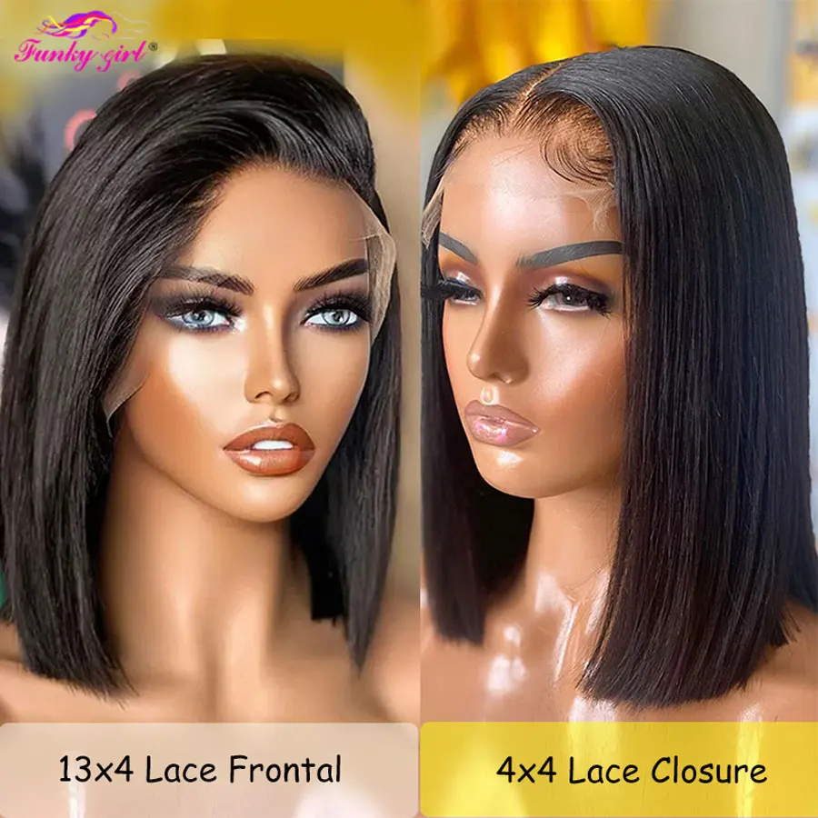 Bob Wig Brazilian Hair Lace Front Human Hair Wigs Short Bob Wig Pre Plucked Natural Color 4x4 Lace Part Lace Wigs For Women