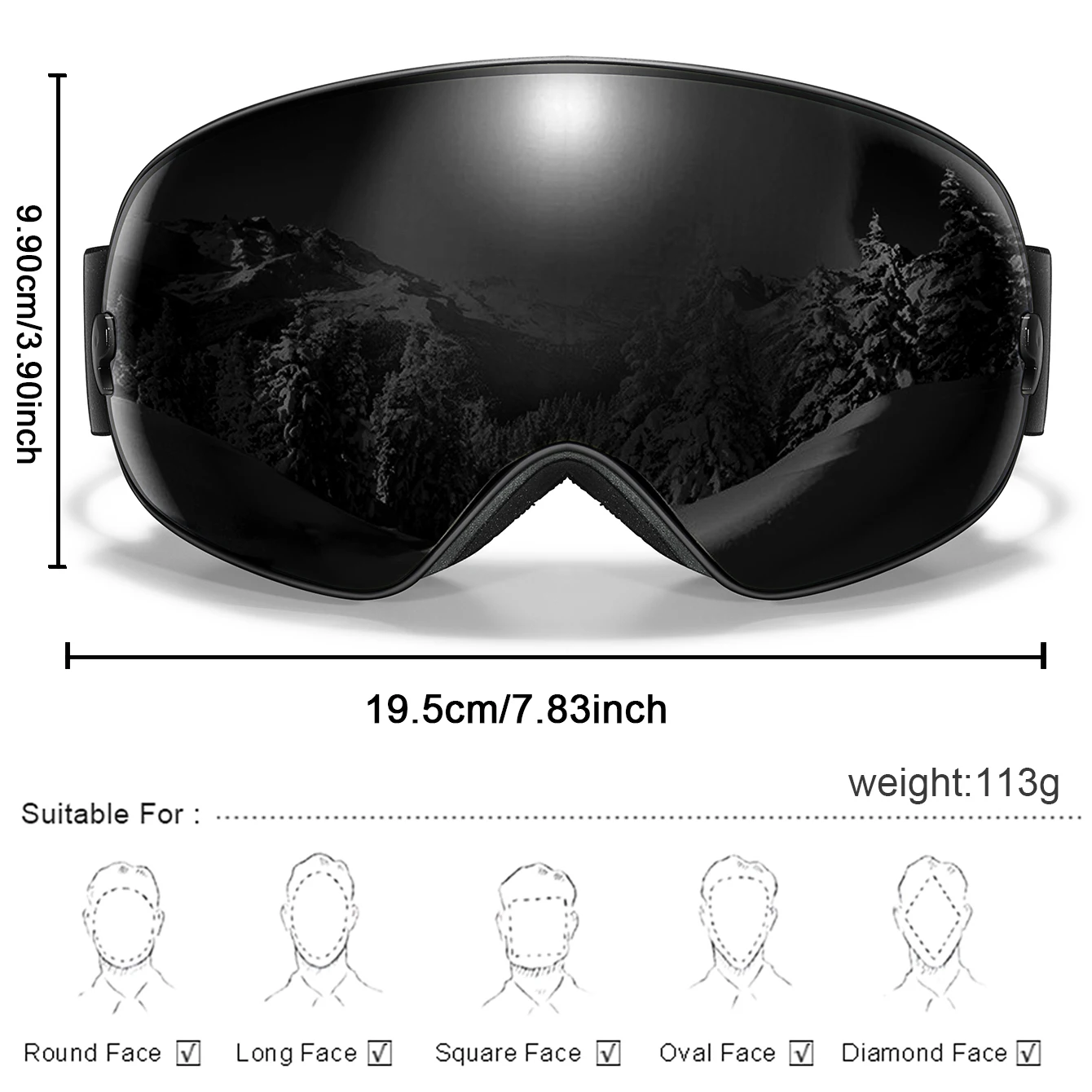 Snow Ski Goggles Double Layers Sponge Anti-fog Glasses UV400 Outdoor Sports Snowboard Snowmobile Eyewear Gifts