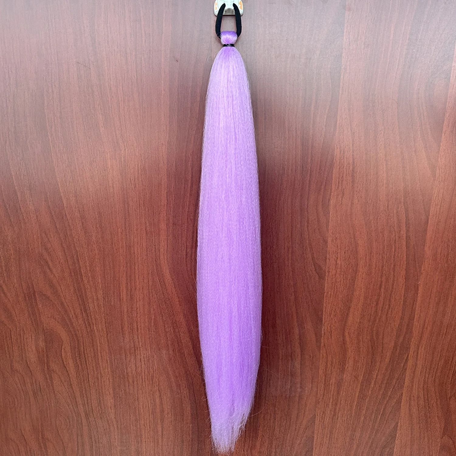 Peruca de rabo de cavalo roxo longo e reto sintético com faixa elástica, acessório de cabelo feminino, rabo de cavalo trançado DIY
