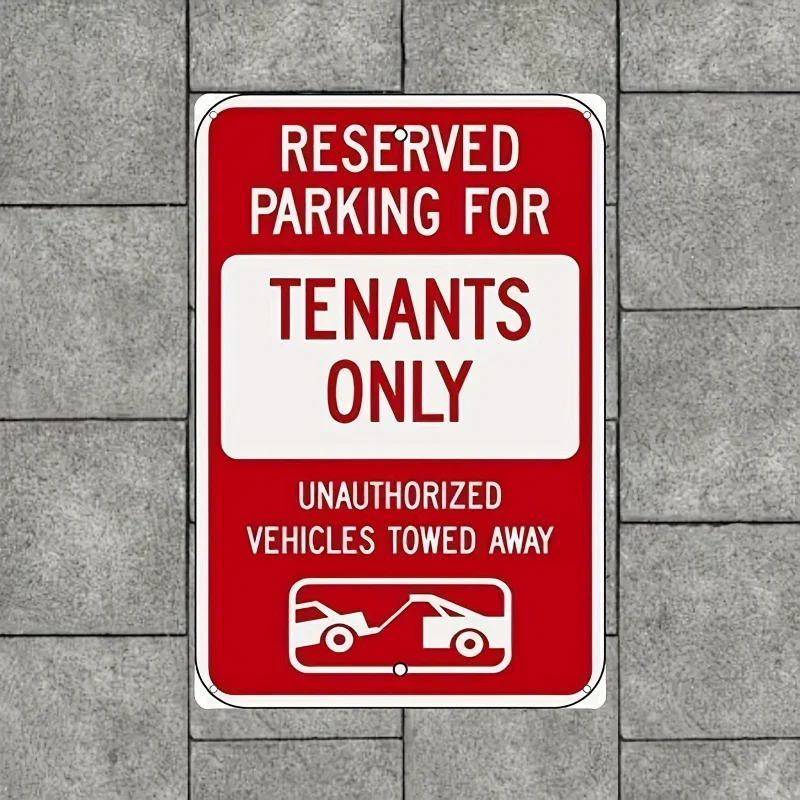Vintage-Style Tenants Only Reserved Parking Sign - Aluminum Metal Wall Art with Unauthorized Vehicles Towed Away Warning