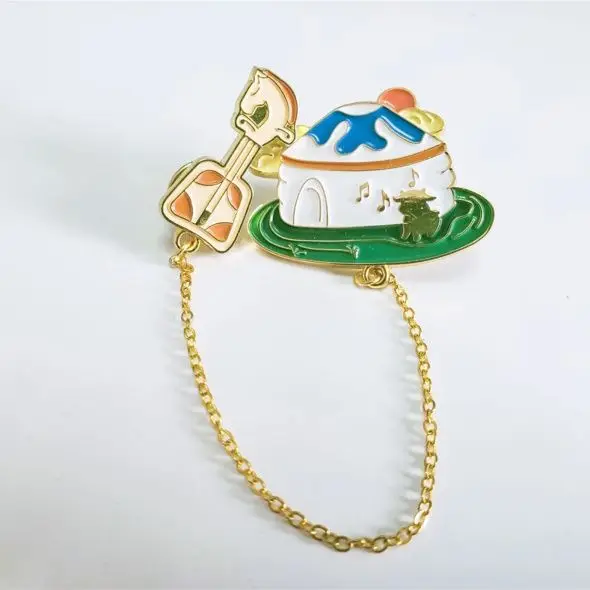 Literature and Art Style Multi Colored Drip Glue Mongolian Yurt Calf Brooch UNISEX Dress Up Party Jewelry Brooch