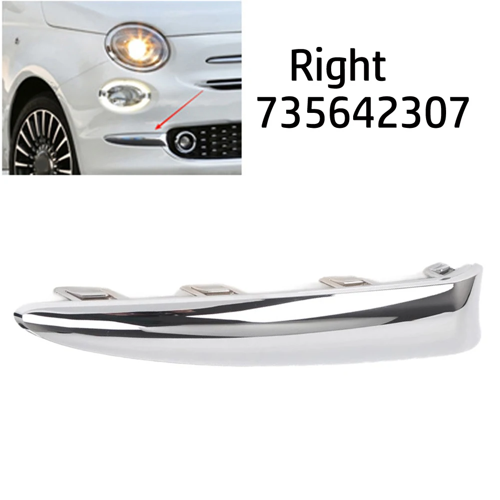 Front Bumper Moulding Chrome Part Number 735642307 for Right Hand Lounge Fitment Compatible with For Fiat 500 Years 16 to 20