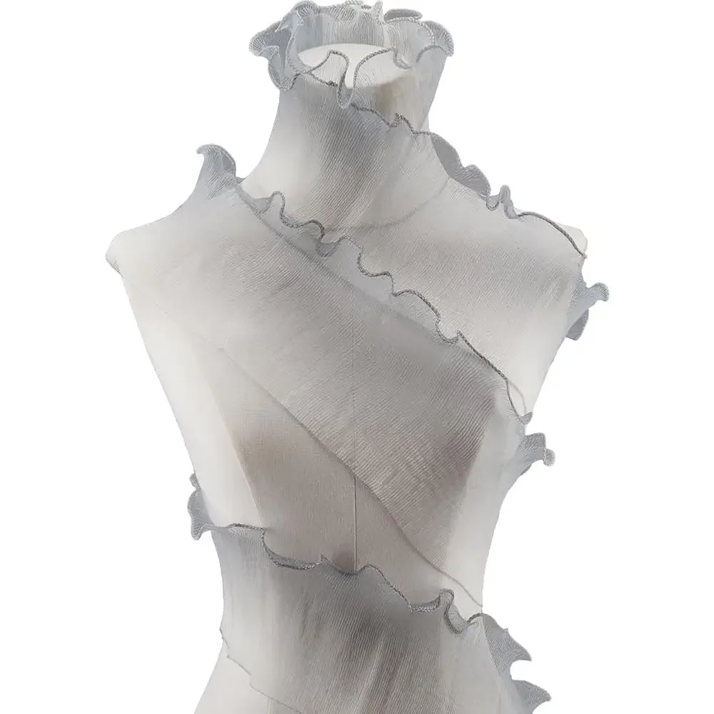 

5 ярдов x 5,24 дюйма, широкая переливающаяся кружевная тесьма, плиссированная лента из органзы, тюлевая ткань с оборками для отделки края свадебного платья C