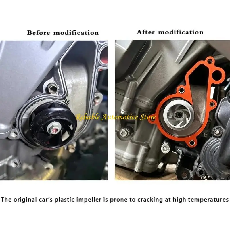 M68B Machined Motorcycle Water Pump Impeller, Aluminum Replacement Component with Curved Vane Profile and a Keyed Center Opening