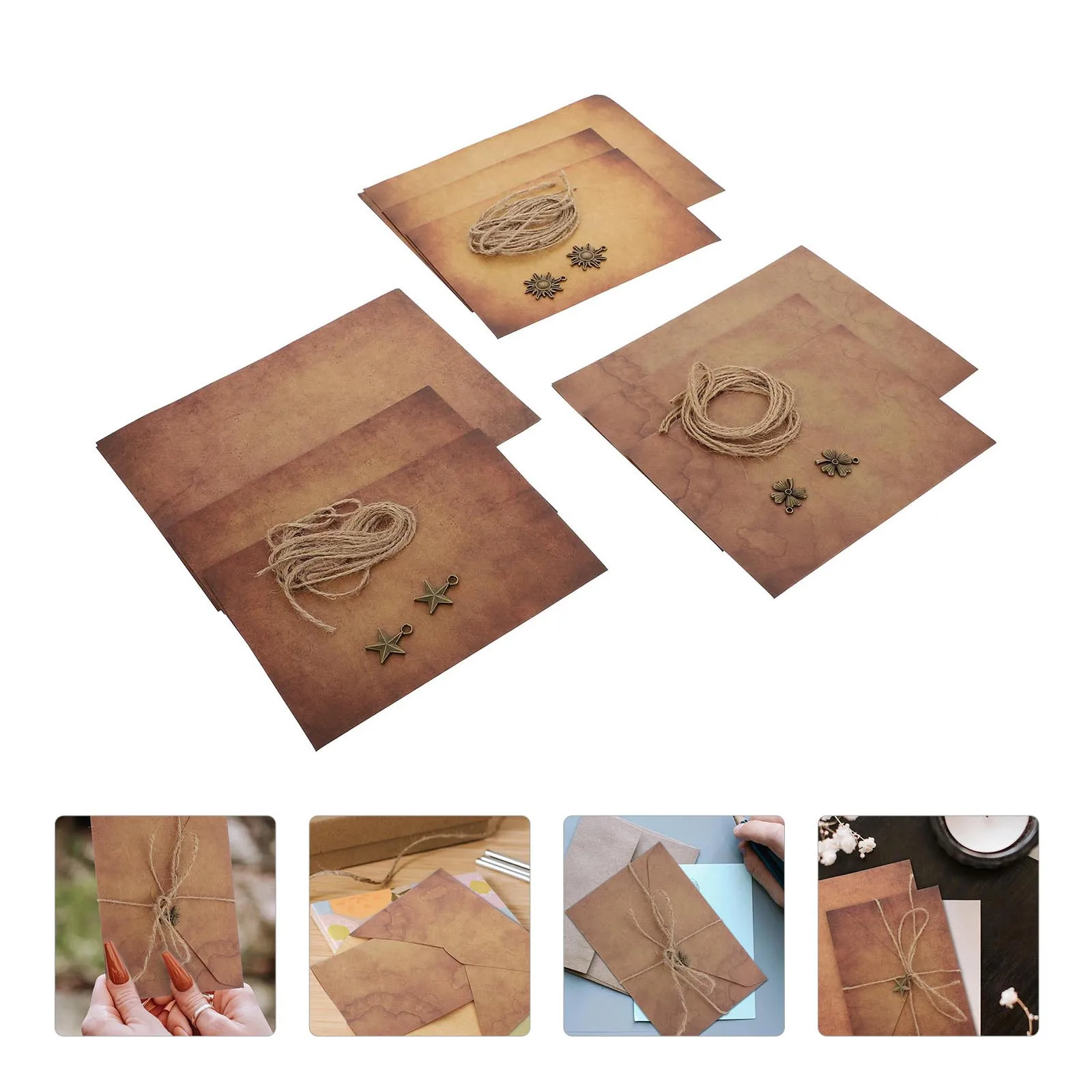 3 set 3 Sets Retro Letter Paper Envelopes Vintage Writing Stationery Kit For Invitations Anniversaries Kraft Paper Set Printing