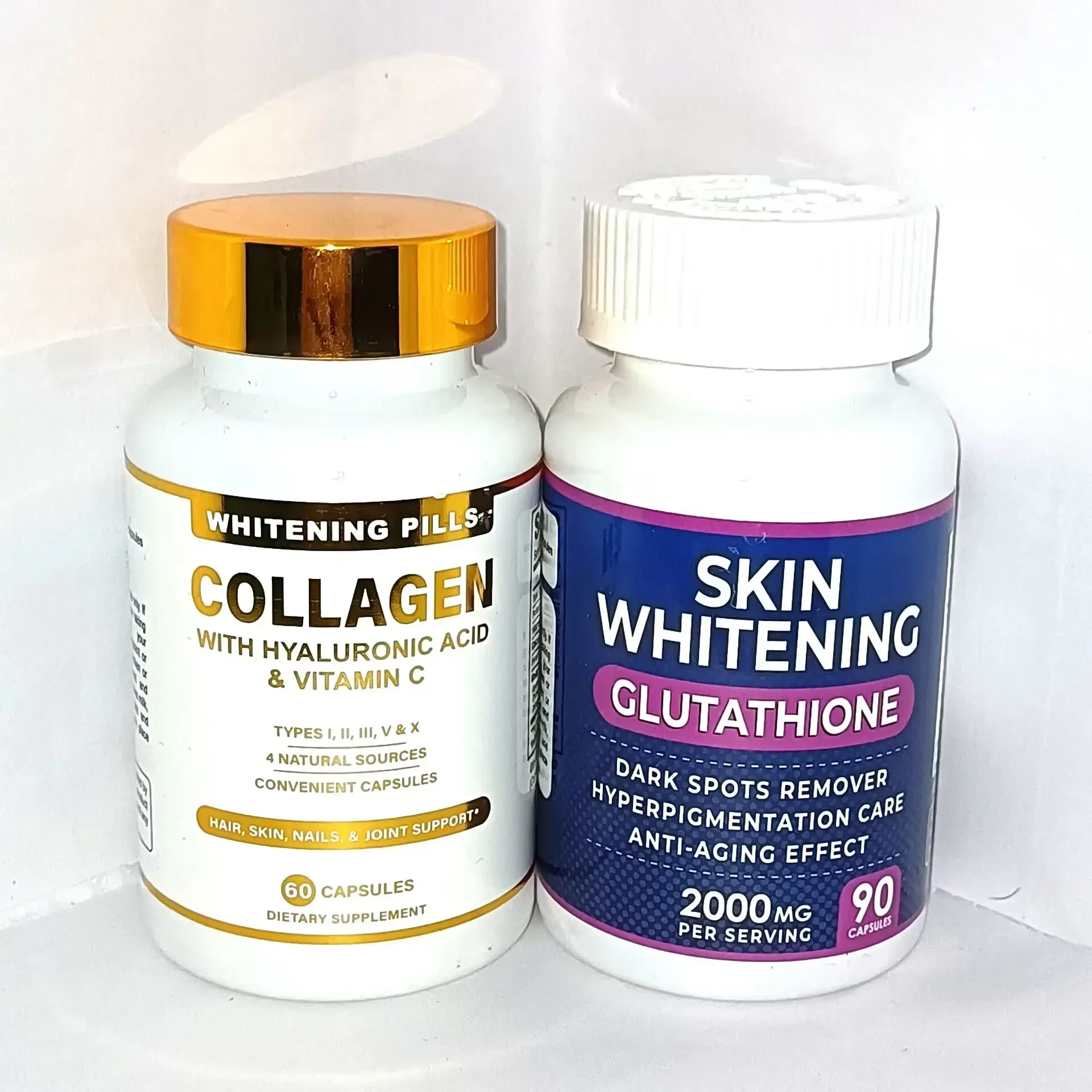 1 set of glutathione capsules+collagen capsules to improve skin laxity