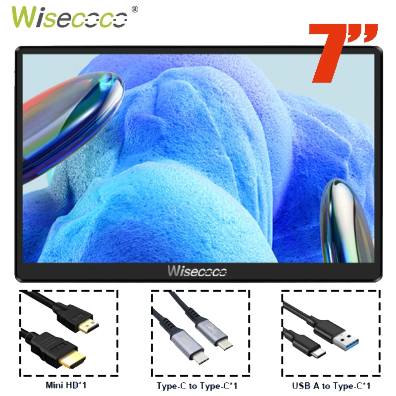

Wisecoco 7 Inch Portable Monitor 120Hz Touch Screen 1920x1080 IPS LCD FHD Display for Gaming Laptop PC Raspberry Pi XBox Switch