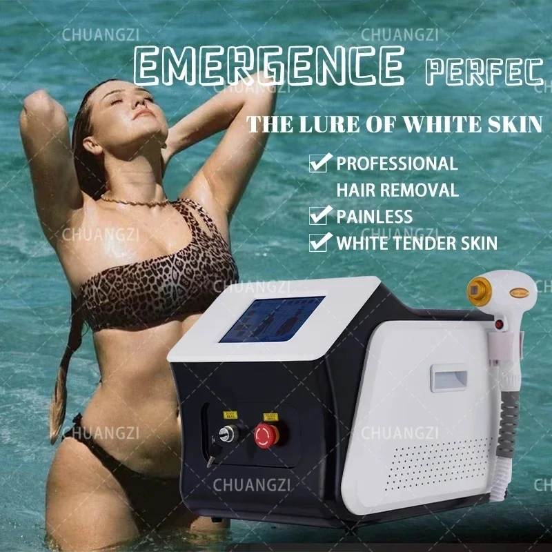Portable Triple-Wavelength 755/808/1064nm Diode Hair Removal Device with Ice Cooling Technology, Painless Hair Removal CE