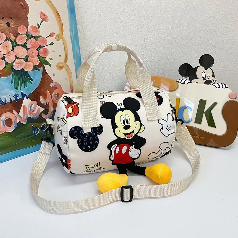 MINISO  Mickey Mouse barrel-shaped cross-body bag, cross-body portable two-way bag, cross-body bag, casual shoulder bag