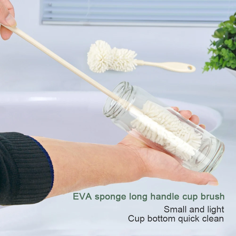 Household Long Handle Sponge Brush Cup Scrubber Glass Cleaner Drink Wineglass Bottle Brush Kitchen Cleaning Tool