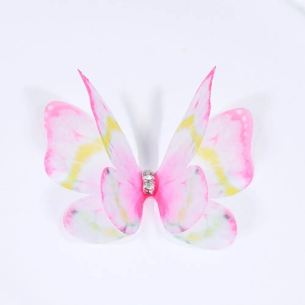 3D Organza Fabric Butterfly Appliques Double-layer Gradient Color Simulation Mesh Butterfly Patch Translucent