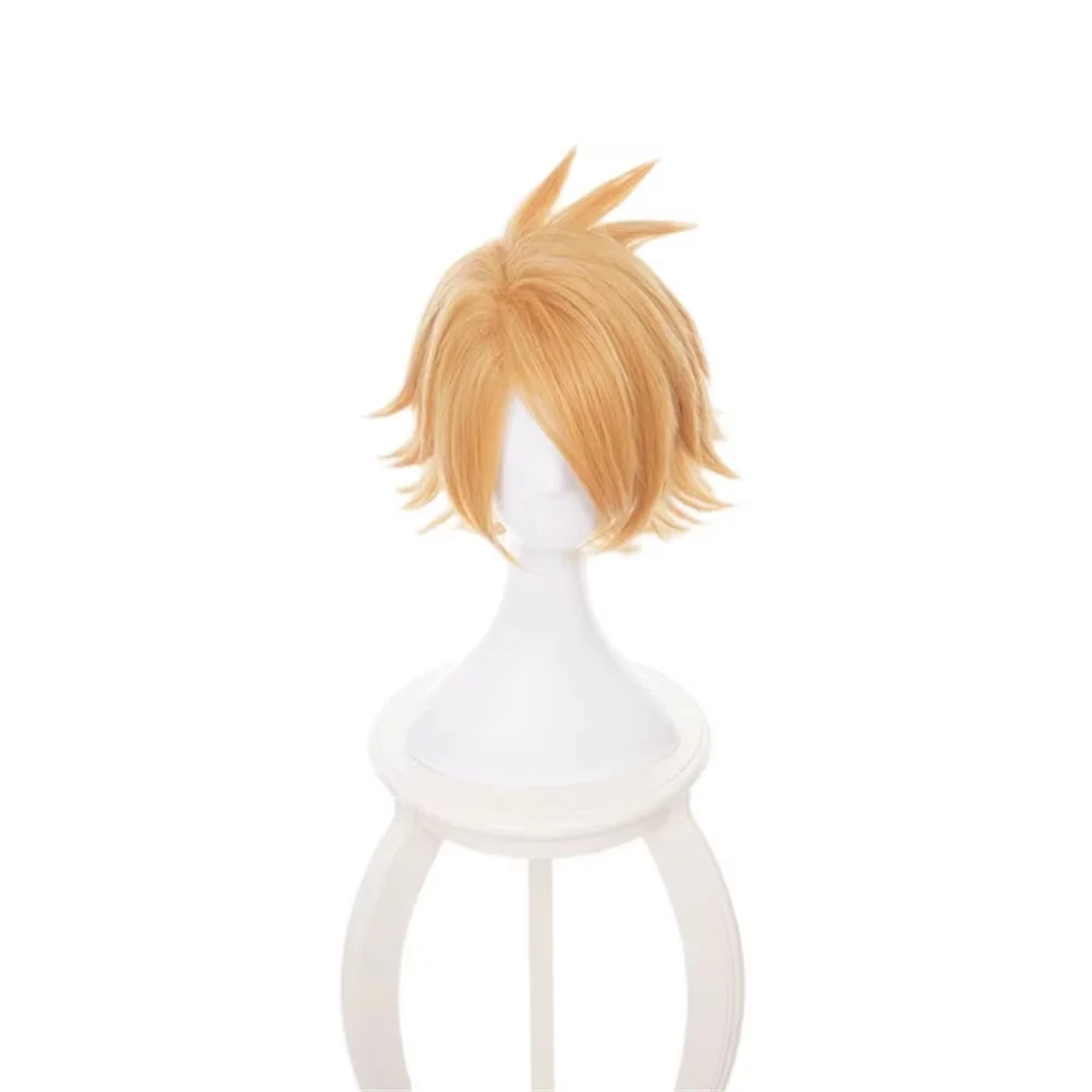 Anime My Hero Hero Academia Kaminari Denki Synthetic Hair Cosplay Wig Short Golden Role Play Props