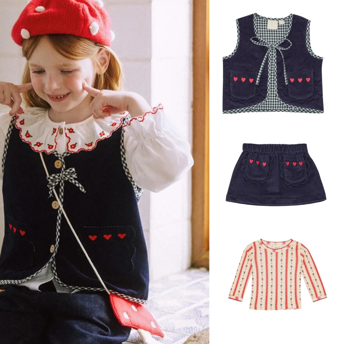 

Новинка 2023 года, осенне-зимняя детская верхняя одежда, вельветовый жилет, юбки для маленьких девочек, хлопковые рубашки, брюки, платье принцессы, одежда