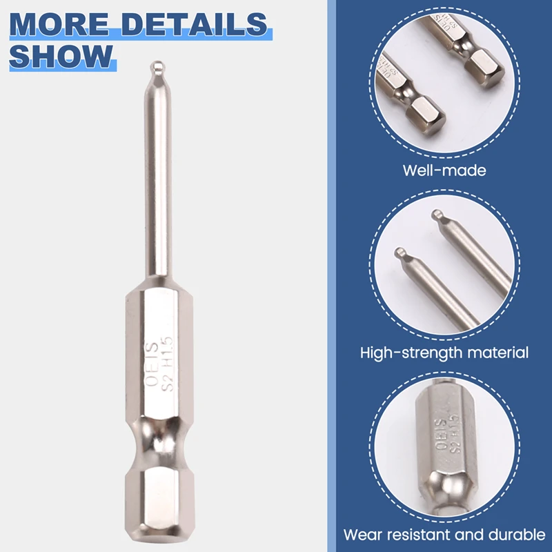 Магнитный шестигранный ключ, сверла, набор шестигранных отверток с шариковым наконечником, длина 100 мм, шариковая отвертка, шестигранный хвостовик 1/4 дюйма