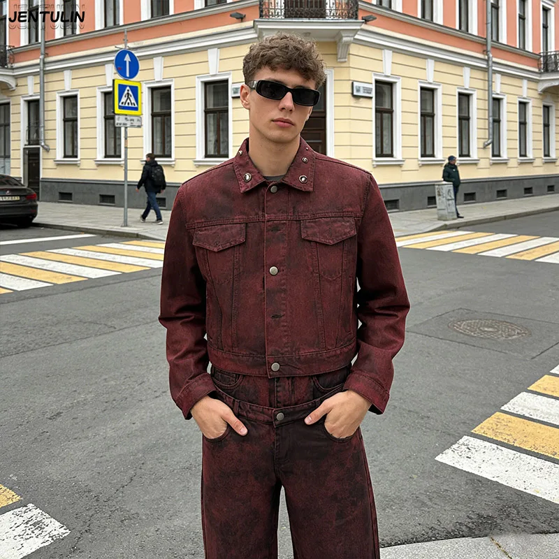 

New Wine Red Denim Pants Women's Streetwear Pants Unisex Harajuku Gothic Style Y2K men's Clothing Comfortable Sports Pants