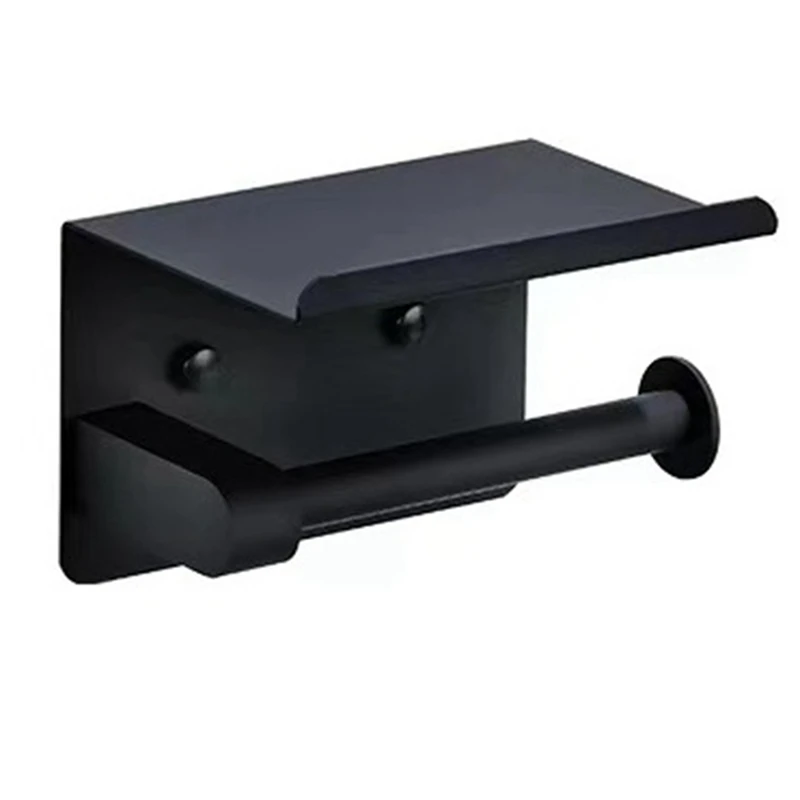 1 Piece Toilet Paper Roll Holder Paper Holder For Bathroom Matte Black Toilet Paper Holder Wall Mount