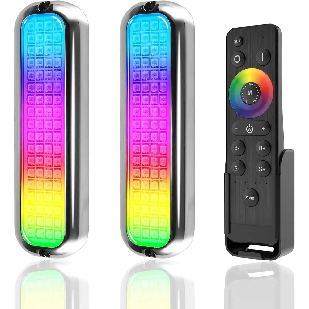 

Подводные светильники GT10 6000LM для лодок, RGB-комплект морских цветных светильников, 72 светодиода, 7 дюймов, 12В, 60Вт, IP68, водонепроницаемые, из нержавеющей стали 2205, с функциями группировки и управления.