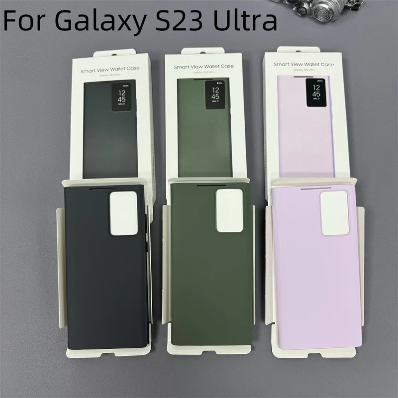 Smart View Flip Cover Case For Samsung Galaxy S24 Ultra / S23 Ultra Shell With IC Built in Smart Wakeup and Sleep