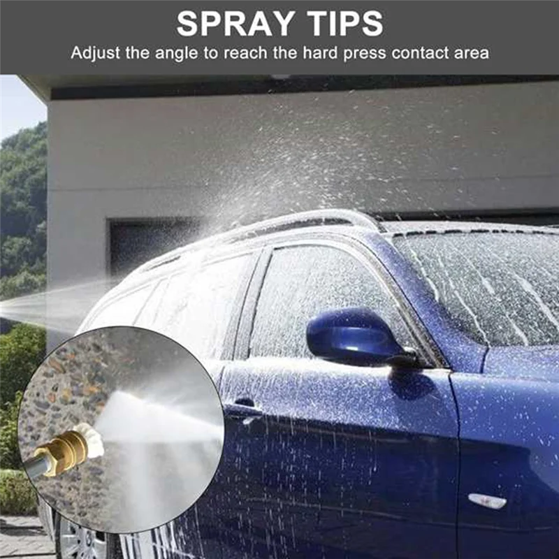 

A53Q-2PCS Pressure Washer Wand With Adjustable Angle Nozzle 5 Angles Quick Connect Pivot Adapter Coupler And Spray Tips 16 In No