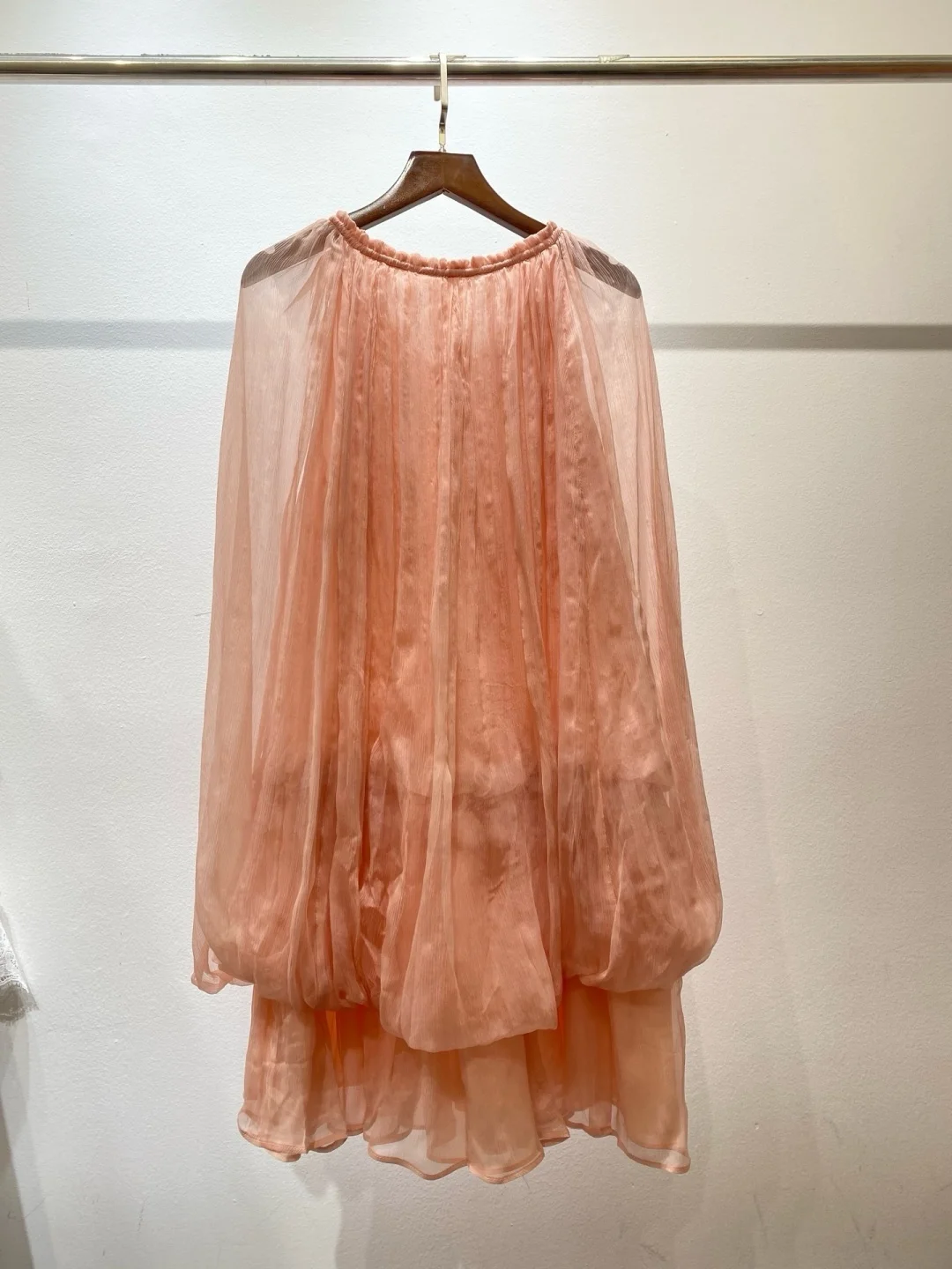 Flowy Cape Sleeve Mini Dress Silk Chiffon Ruffled Layered Waist Drawstring Neckline Metal End Elegant