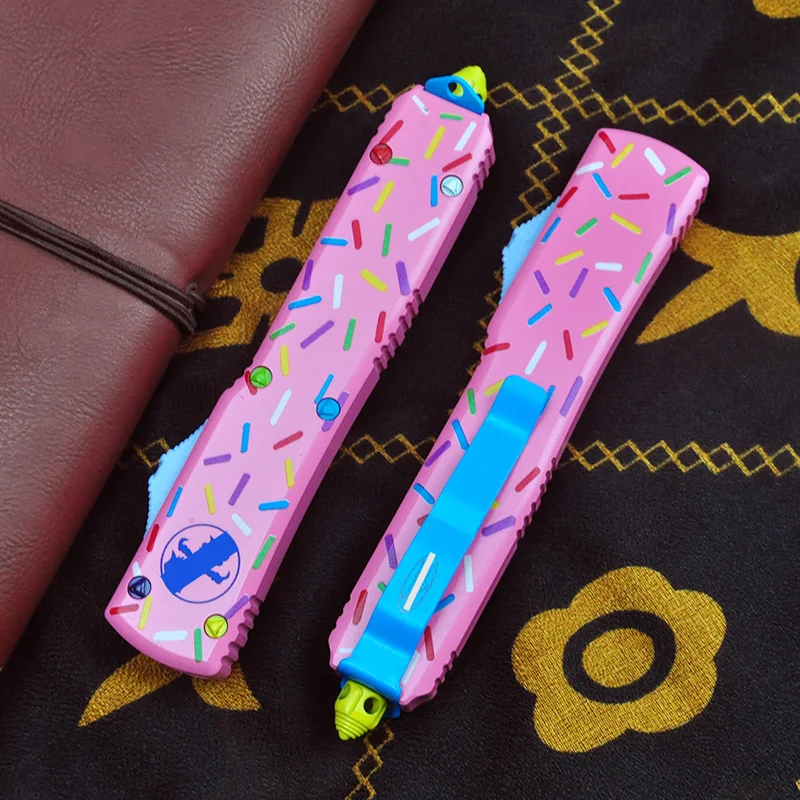 UT85 Series Micro Dessert Warrior ULTRA Donut Pink OTF TECH Knife Full Size Folding EDC Tools CNC Aluminium Handle Pocket knives