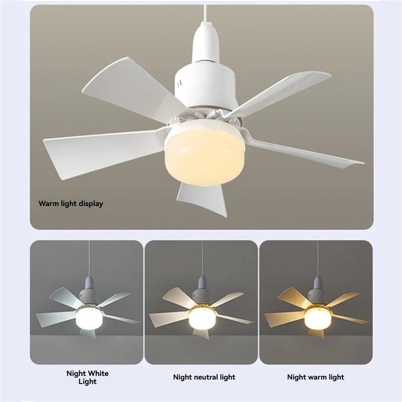 

A07F-Socket Fan Light With Remote Control Distance 5M E27 3-Speeds Dimmable LED Base Voltage 85-265V 40W