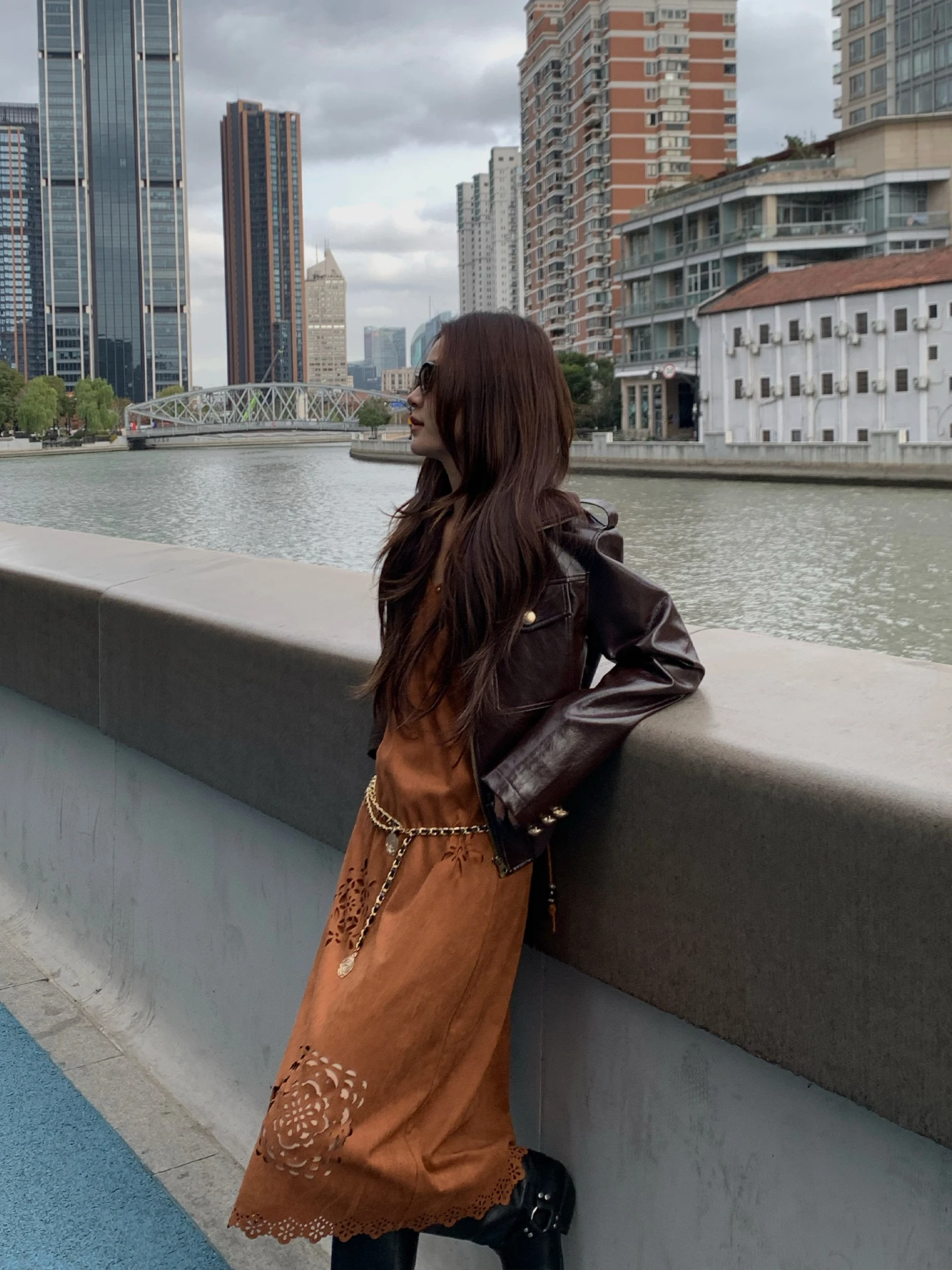 

Retro Vintage Feel ort Jaet Leather Coat Women's Ele Quali PU Leather Long Sve Turn-down Collar Biker Jaet