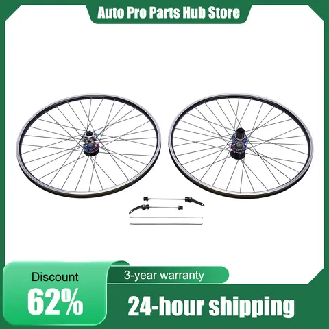 Mountain Bike Wheelset, 29 Inch Rim Double Six-Hole Disc Brake MTB Wheelset, Aluminium Alloy Quick Release Front Rear Black Bike