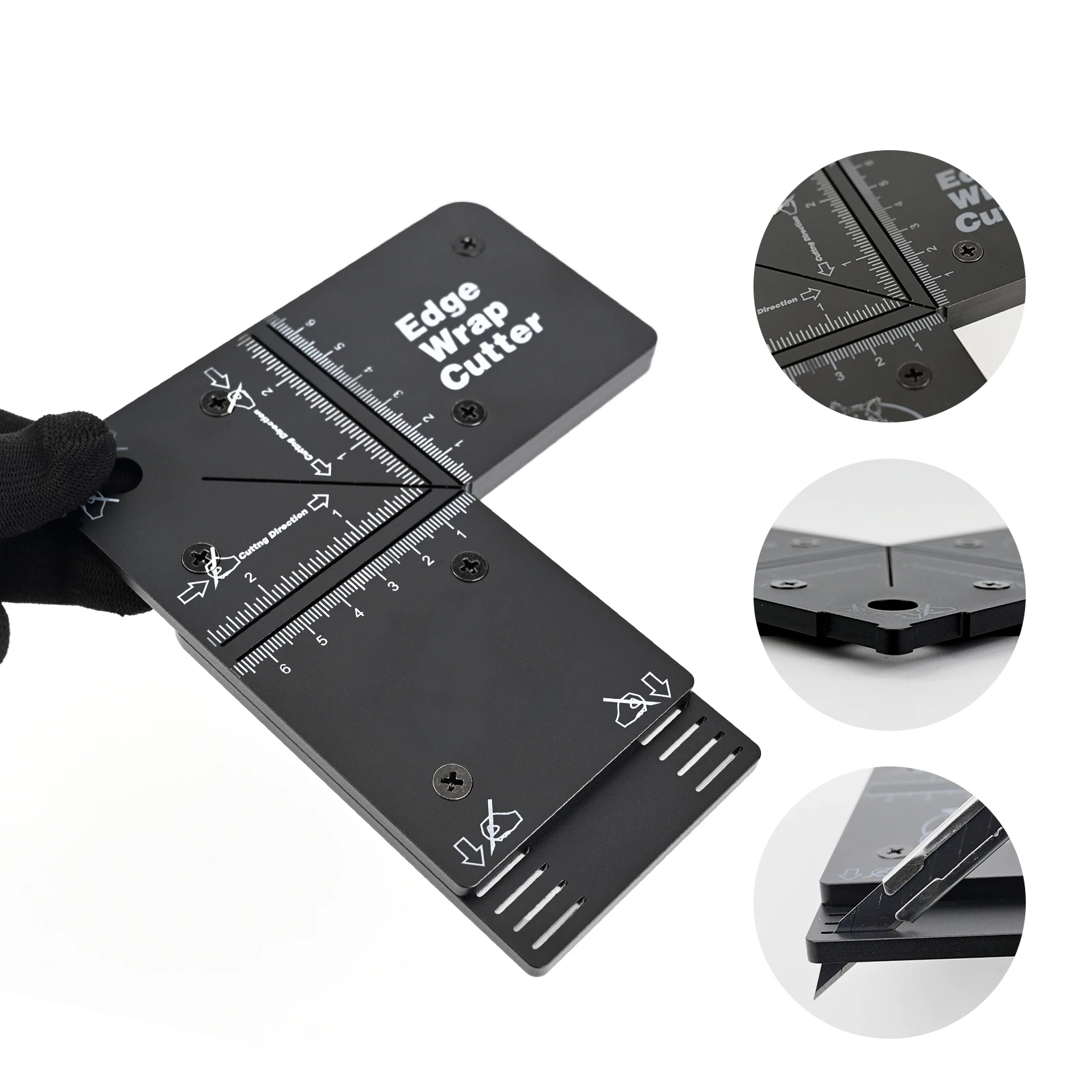 EHDIS Aluminum Edge Wrap Cutter Precise Cutting Template for Corner Film Wrapping Furniture Protective Film Trimming Cut Tool
