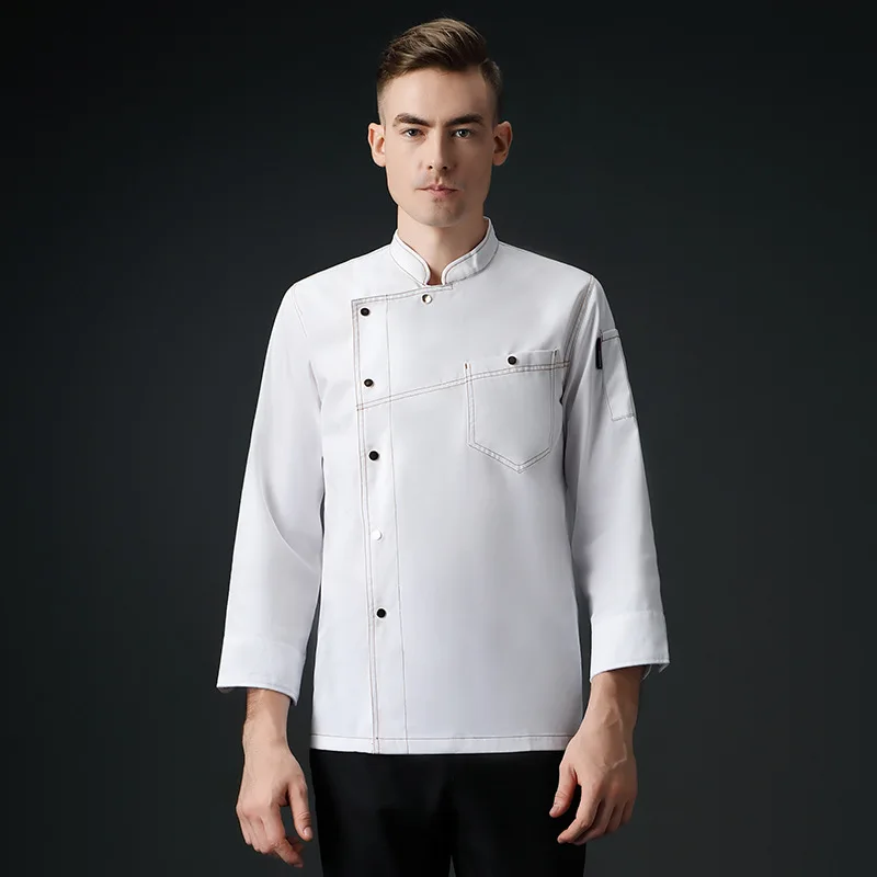 New Chef Overalls Long-Sleeved Men's Restaurant Cake Shop Kitchen Cook Clothes Autumn and Winter Clothing