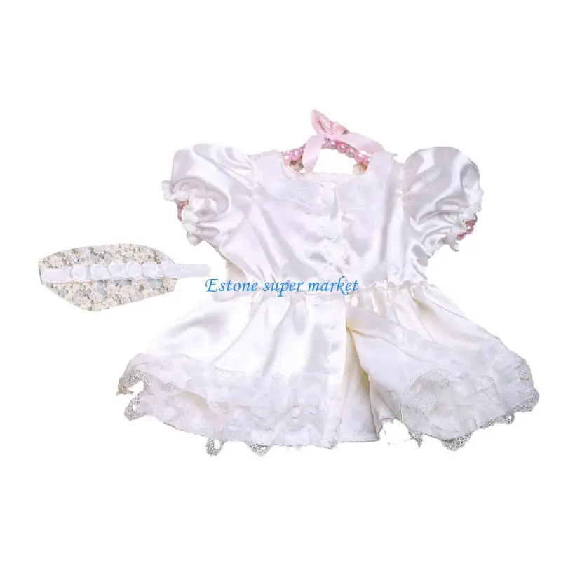 090B Adorable Newborns Princess Dress Baby Girl Lace Romper with Matching Headwear