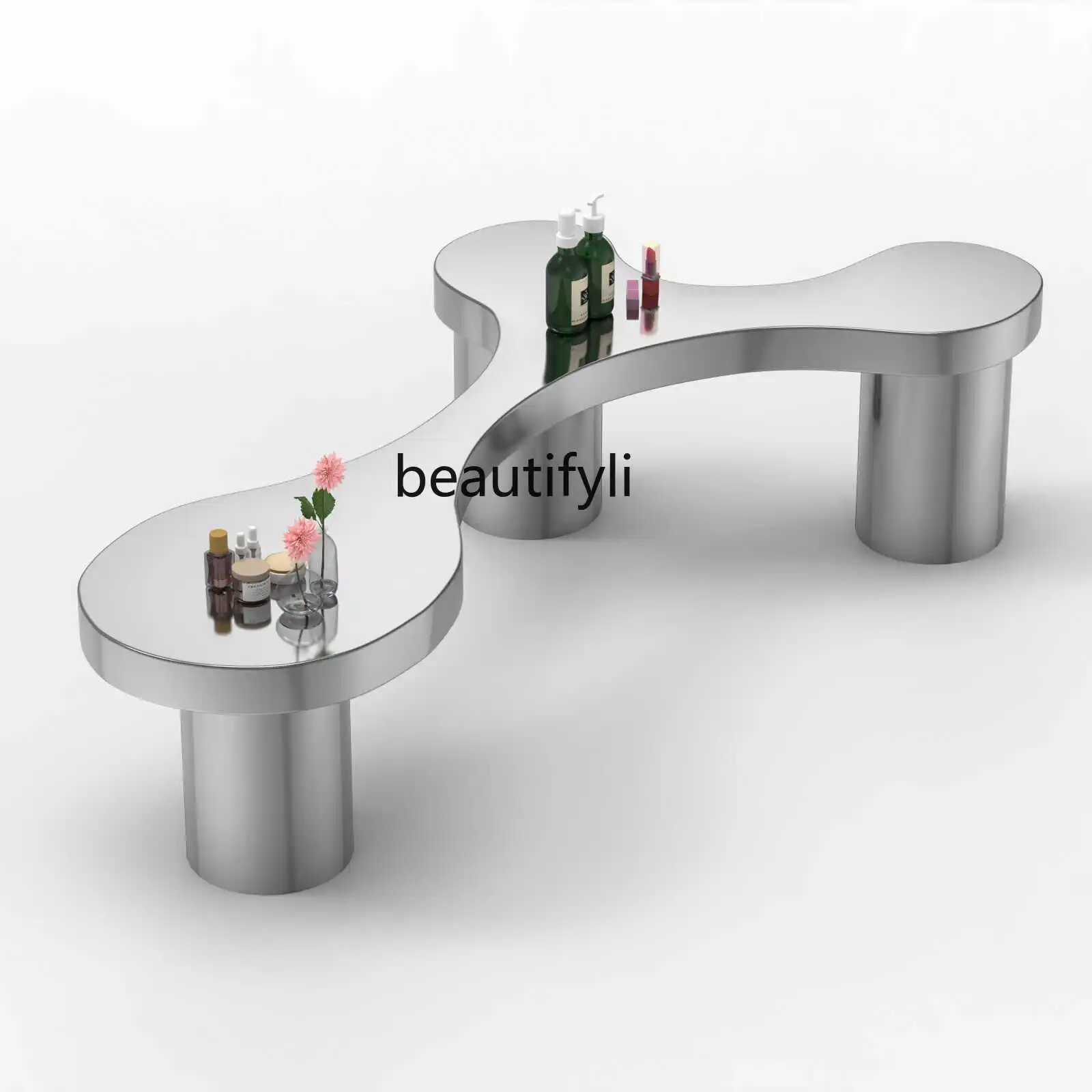 

Hairdressing shop Stainless steel special-shaped table Barber shop, special table