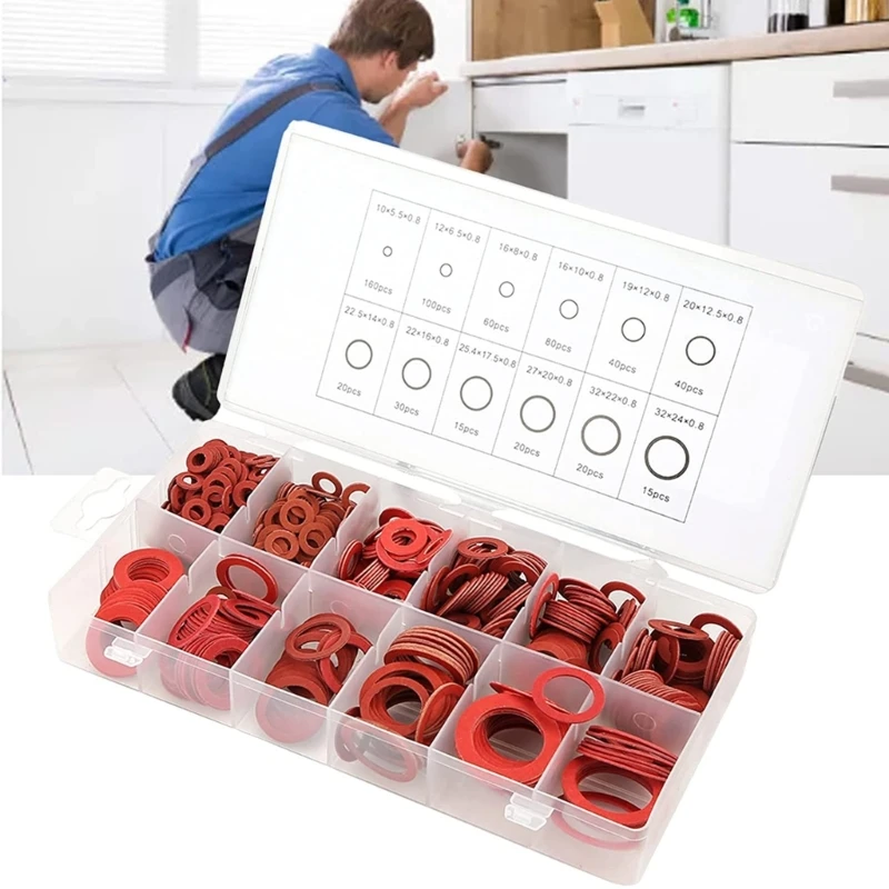 600pcs Insulating Spacers Red Screws Insulating Fiber Washers Steel Paper Fiber