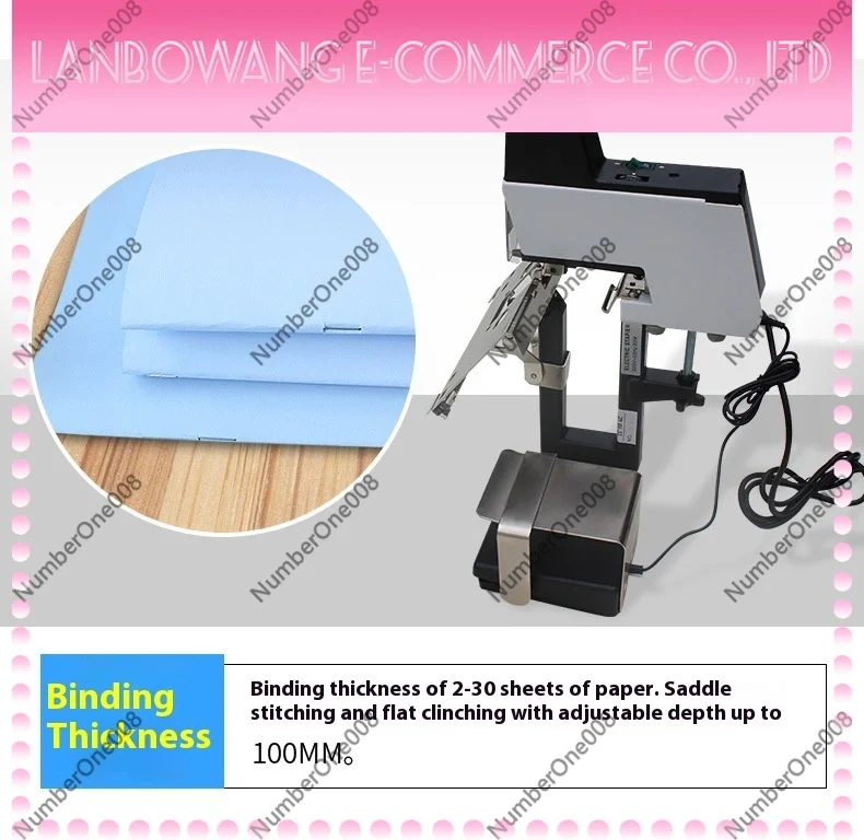 Electric Desktop Flat Saddle Stapler Machine Binder Sheets Paper Binding Stapling Equipment 220V Office Tool