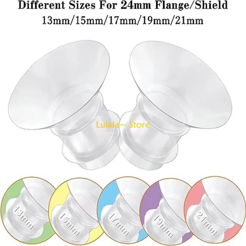 Y4QA 13mm/15mm/17mm/19mm/21mm 5 Size Silicone Flange Converter for Breast Pumps Nipple Measurement Card
