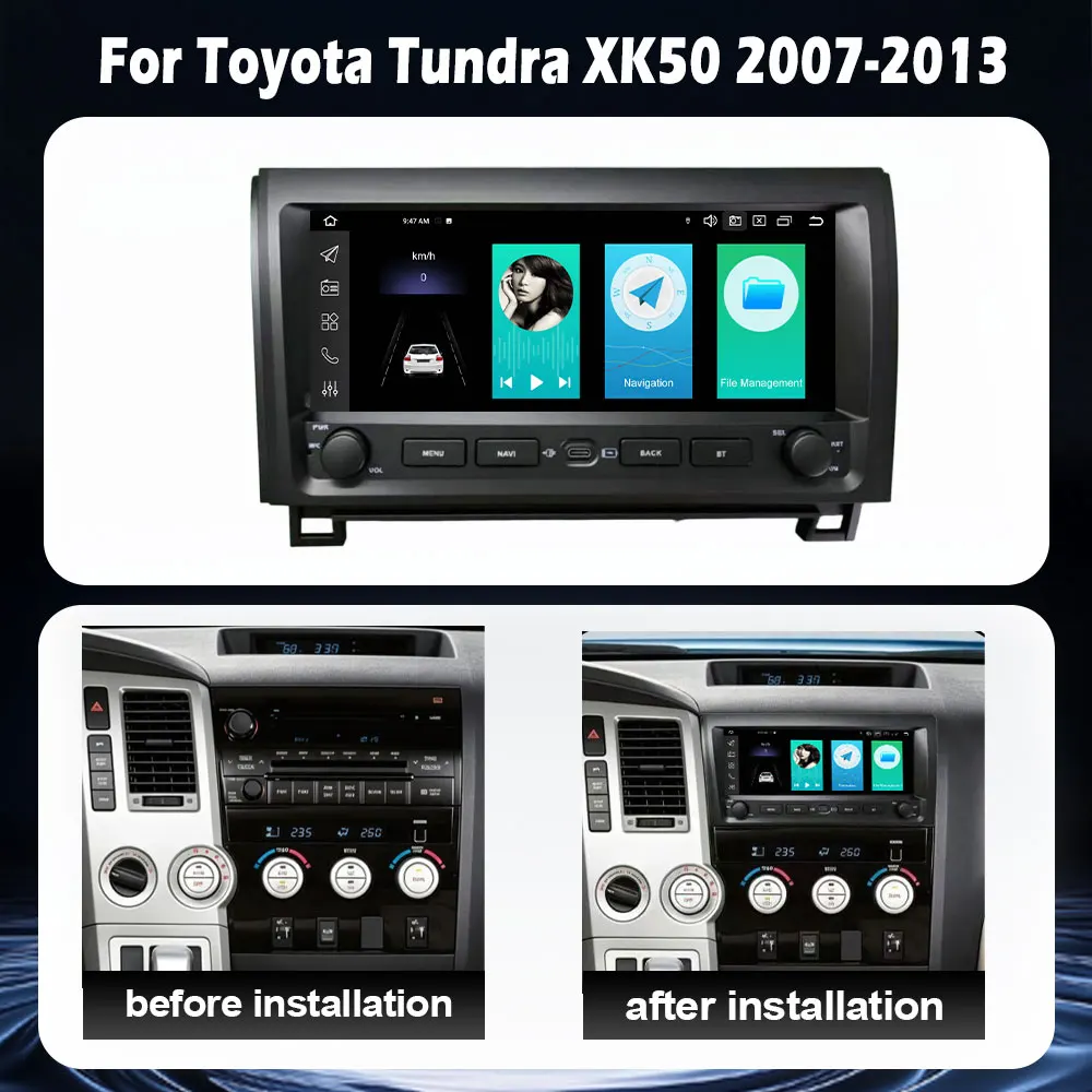For Toyota Tundra XK50 2007-2013 Intelligent System Wireless Carplay QLED Touch Screen Cooling Fan Accessories Head Unit