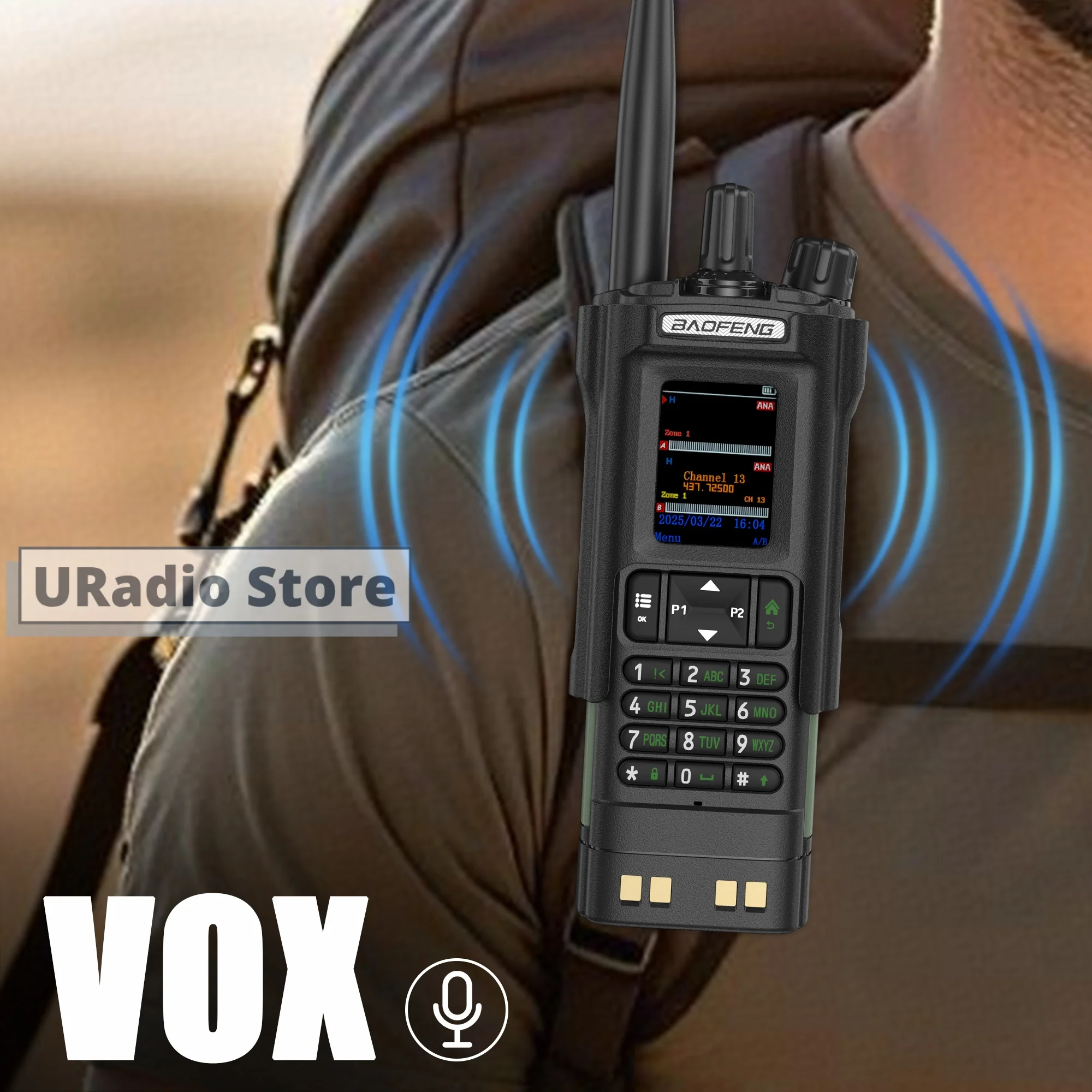 BAOFENG DM-32 Walkie Talkie Green with Belt Holster DMR Radio Digital GPS APRS AES256 Encryption Dual Mode Analog Dual Time Slot
