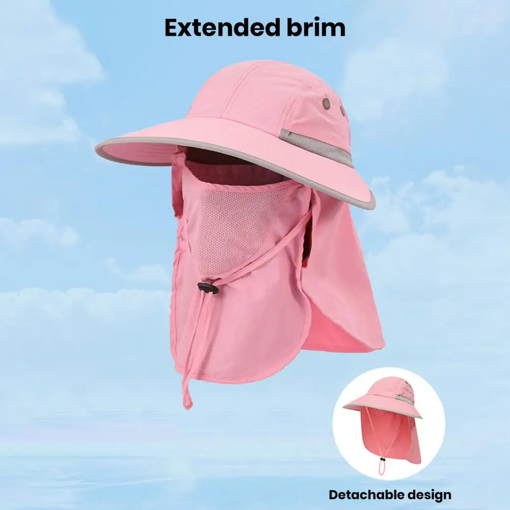 Unisex güneş şapkası yüz ön kapak yüz boyun içi boş örgü Anti UV katlanabilir güneş koruyucu at kuyruğu delik açık kap