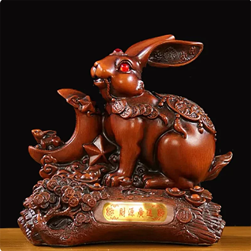 

Gold Zodiac Rabbit Resin Ornaments Birthday Gift Business Gifts Fulu Golden Home Office Furnishings Desk Decoration Figurine