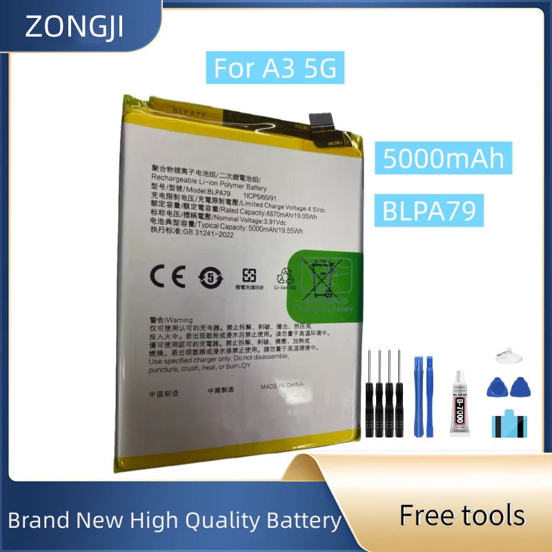 

New Battery BLPA79 5000mAh For A3 5G Mobile Phone Battery + Free Tools