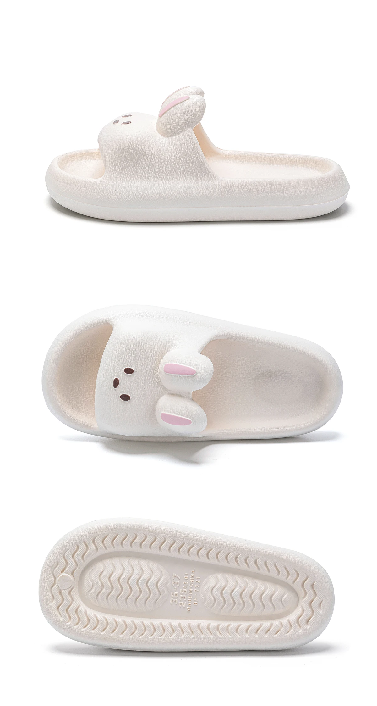 Kissen-Kaninchen-Hausschuhe für Damen und Herren | House Slides Duschsandalen | Extrem bequem | Gepolsterte dicke Sohle – Detail 9
