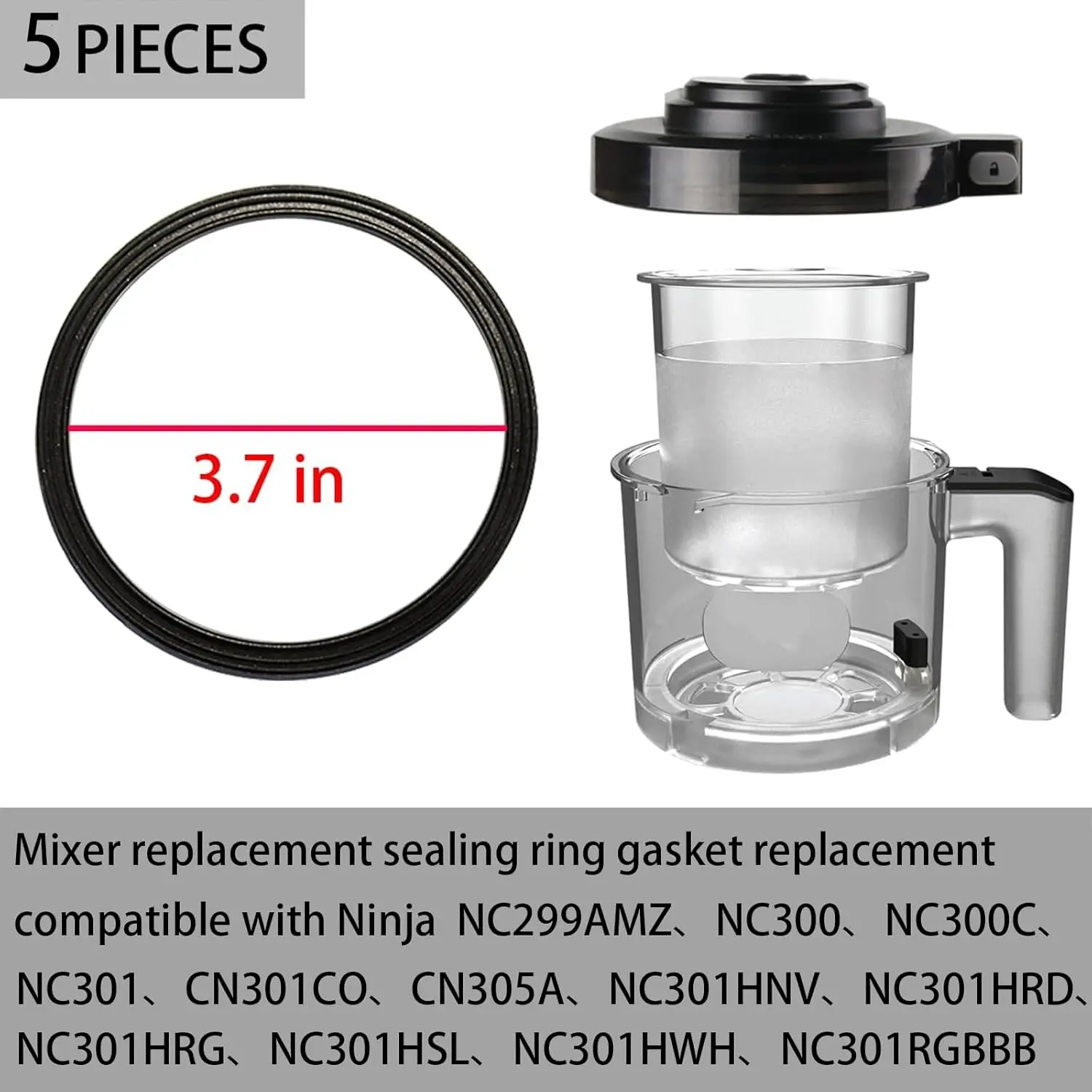 5 قطعة حشية الخلاط استبدال المطاط حلقة الختم خواتم ل النينجا NC299AMZ/NC301/NC300/NC201/NC101 سلسلة استبدال أجزاء