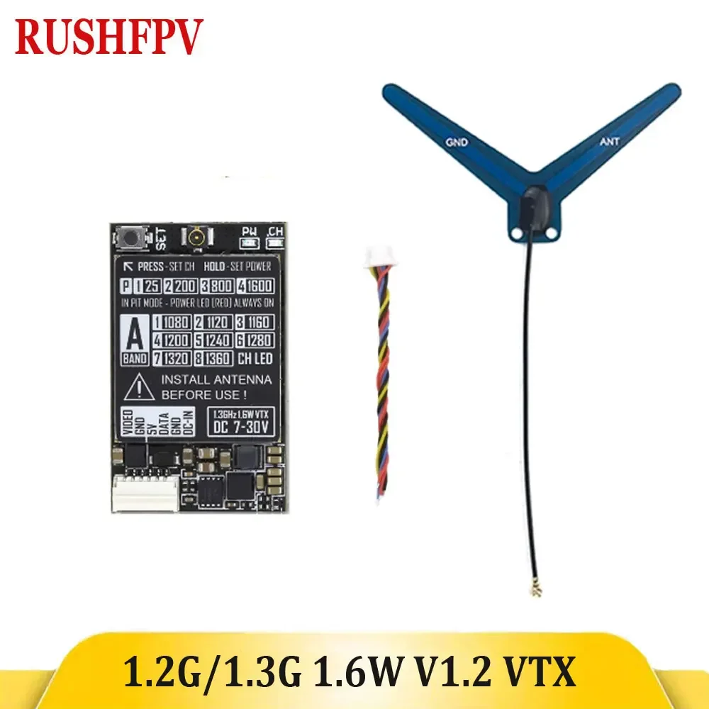 

Rush V1.2 VTX 1.2G 1.3G 1.6W модуль аналогового видеопередатчика 7-30V для RC FPV Drone Parts